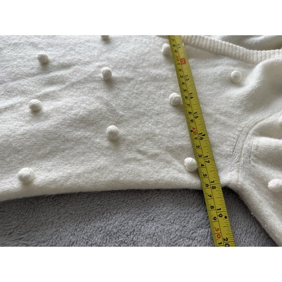 Madewell Women's Sweater Long Sleeve Pom Pom Sleeve Soft Off White Cream Small - Picture 4 of 7